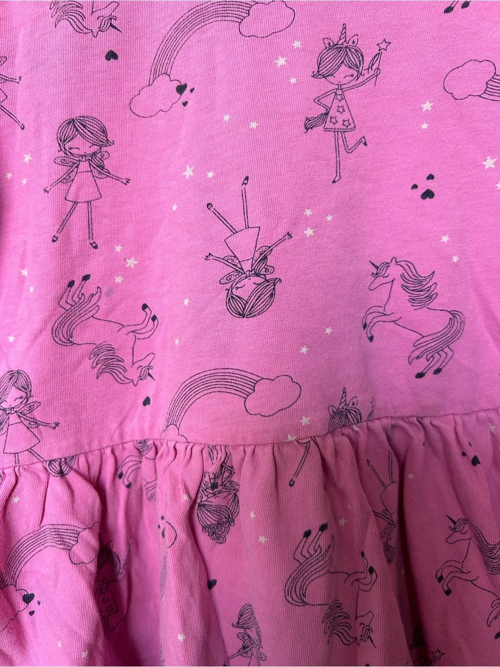 GAP Girls' Bright Pink Unicorn & Rainbow Peplum Long Sleeve Top